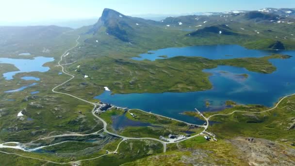Kirándulás Jotunheimen Nemzeti Park Norvégiában Synshorn Mountain — Stock videók