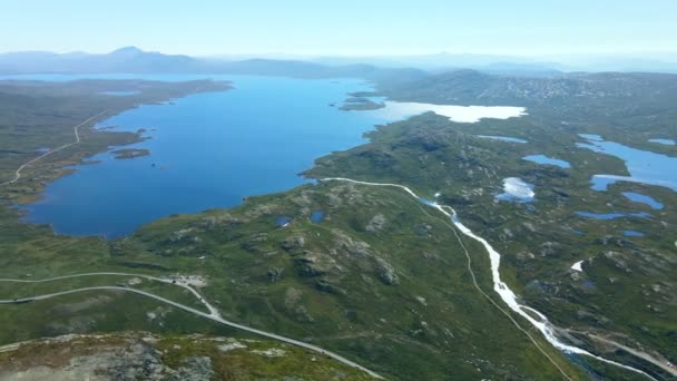 Norveç Teki Jotunheimen Ulusal Parkı Nda Yürüyüş Synshorn Dağı — Stok video