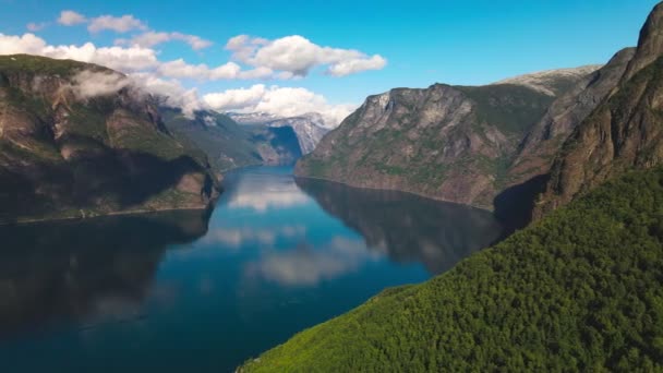 Άποψη Του Aurlandsfjord Sognefjorden Από Την Οπτική Γωνία Stegastein Νορβηγία — Αρχείο Βίντεο