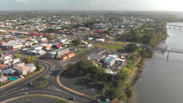 Luchtfoto Drone Zicht Centraal Gebied Van Bundaberg Queensland Australië — Stockvideo