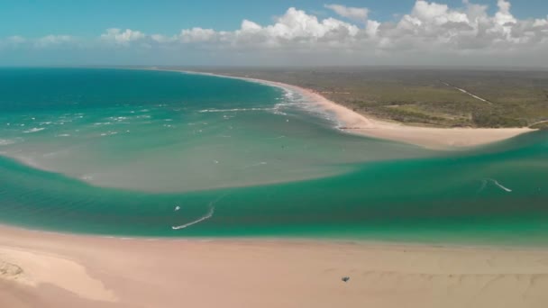 Drone Luchtfoto Van Elliott Heads Beach River Queensland Australië — Stockvideo