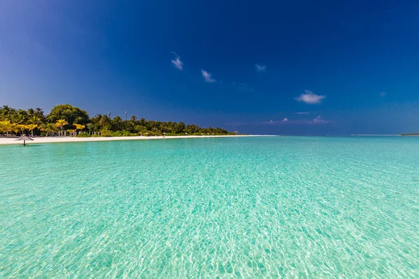 Fehér Homokos Strand Maldív Szigeteken Csodálatos Kék Lagúna Kék — Stock Fotó