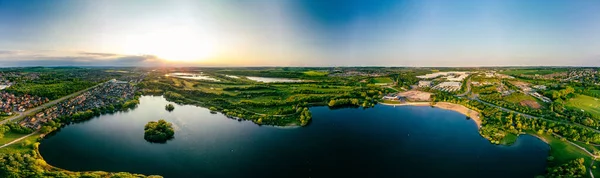 Panoramic Drone Aerial View Manvers Lake Rotherham South Yorkshire Wath — Stock Photo, Image