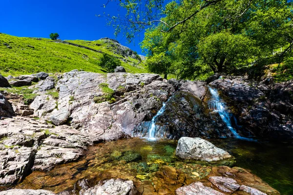 Letecký Pohled Jezero Stickle Tarn Lake District Great Langdale Valley — Stock fotografie