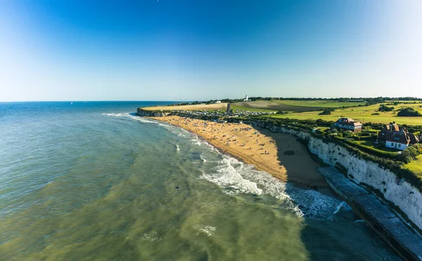 Drone Luchtfoto Van Het Strand Witte Kliffen Margate Engeland Verenigd — Stockfoto