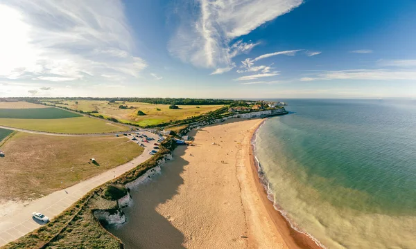 Drone Vista Aérea Playa Acantilados Blancos Botany Bay Inglaterra Reino —  Fotos de Stock