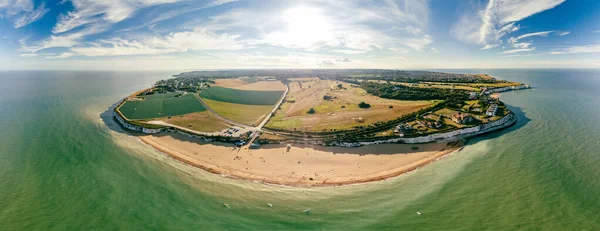 Drone Vista Aerea Della Spiaggia Scogliere Bianche Botany Bay Inghilterra — Foto Stock
