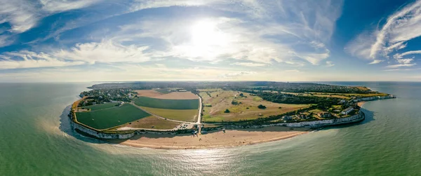 Drone Vista Aerea Della Spiaggia Scogliere Bianche Botany Bay Inghilterra — Foto Stock