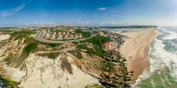 포르투갈 여름에 아레호 해변을 공중에서 내려다본 — 스톡 사진