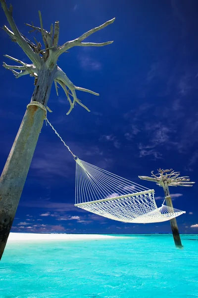Hangmat in het midden van tropische lagune — Stockfoto
