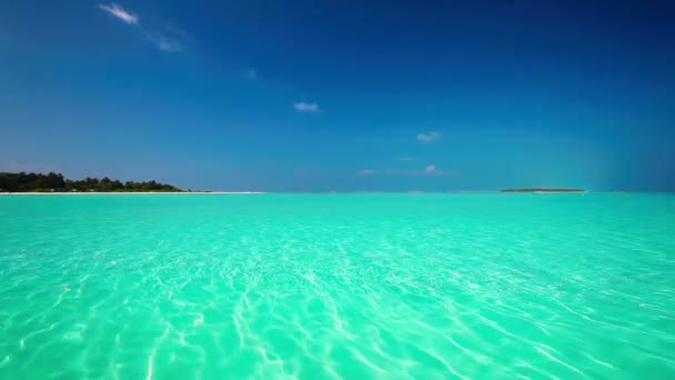 Praia de areia com lagoa limpa em Maldivas — Vídeo de Stock