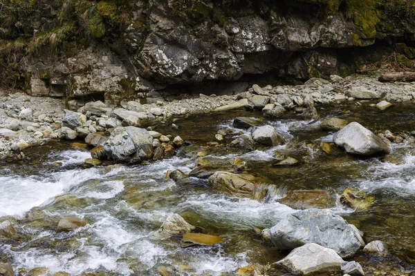 Paisaje con el río Latoritei en las montañas de los Cárpatos rumanos — Foto de Stock