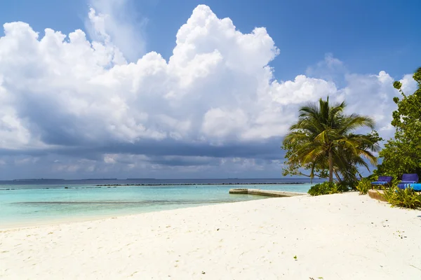 Hermosa playa de la isla con arena en Maldivas — Foto de Stock