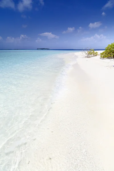 Wyspa piękna plaża z sandspit w Malediwy — Zdjęcie stockowe