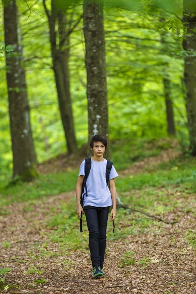 Photographer young boy in nature — Stock Photo, Image