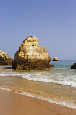 güzel bir plaj Atlantik Okyanusu, Algarve, Portekiz