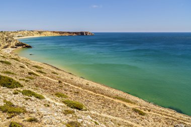 güzel bir plaj Atlantik Okyanusu, Algarve, Portekiz