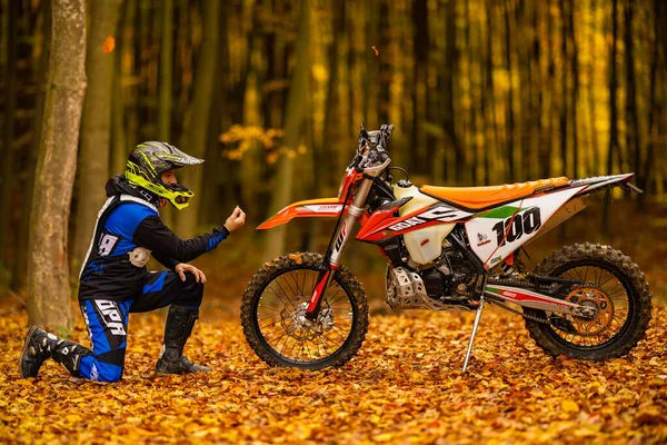 November 2020 Images Enduro Motorbike Training Made Forest Pitesti Romania — Stock Photo, Image