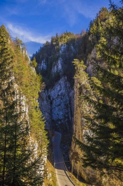 Romanya 'nın Karpat Dağları' ndaki güzel dağ manzarası sonbahardan kışa geçiş döneminde.