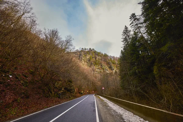 Landscape Empty Mountain Road Winter — Stock Photo, Image