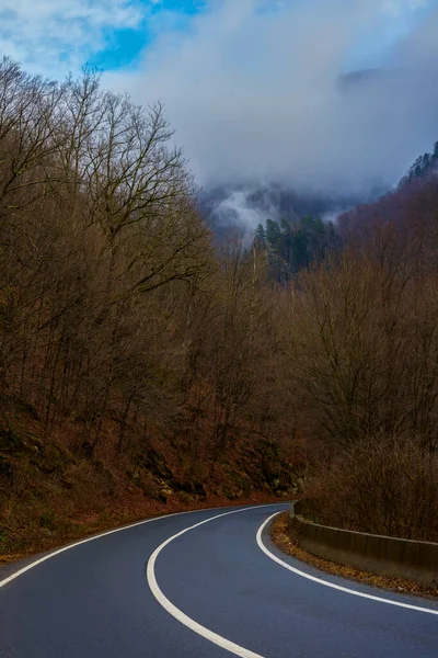 Landscape Empty Mountain Road Winter — Stock Photo, Image