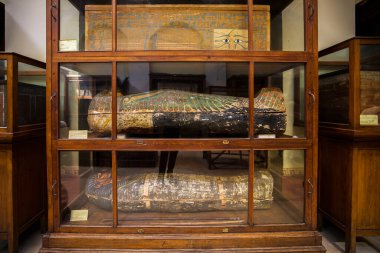 Kahire Mısır - 13 Nisan 2021. Mısır Müzesi, çeşitli sergiler.