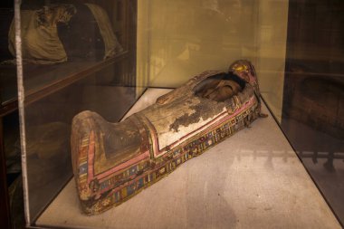 Kahire Mısır - 13 Nisan 2021. Mısır Müzesi, çeşitli sergiler.