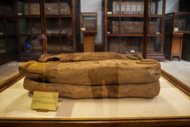 Kahire Mısır - 13 Nisan 2021. Mısır Müzesi, çeşitli sergiler.