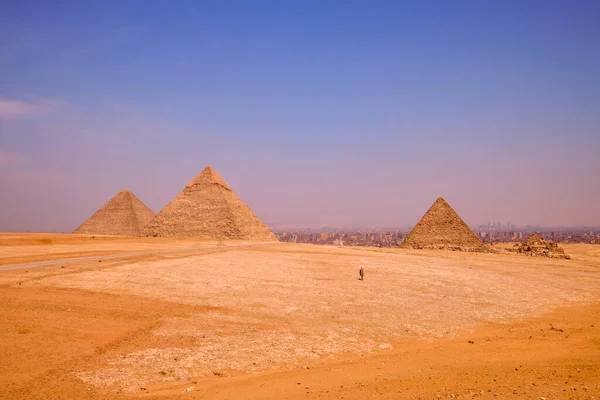 Dubna2021 Egypt Káhira Gíza Obecný Pohled Pyramidy — Stock fotografie