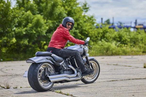 Nice Man Chopper Motorcycle — Stock Photo, Image