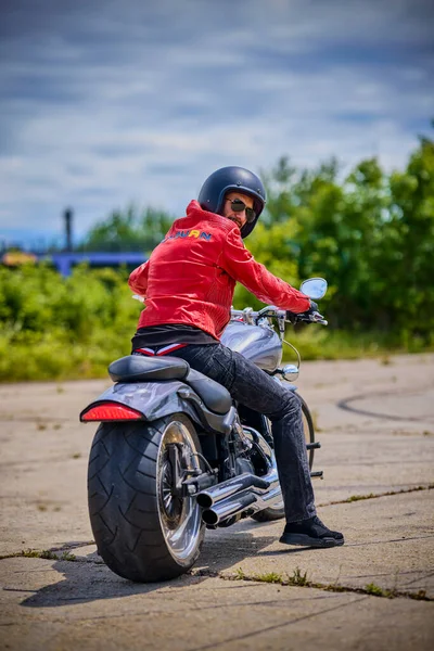 Nice Man Chopper Motorcycle — Stock Photo, Image