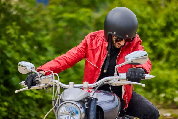 Nice Man Chopper Motorcycle — Stock Photo, Image