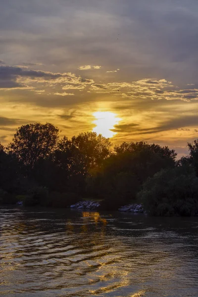 Hermoso Paisaje Con Puesta Sol Delta Del Danubio Rumania — Foto de Stock