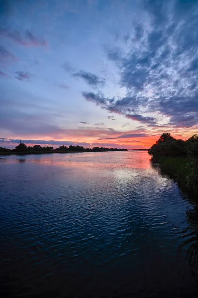 Romanya Nın Tuna Deltası Nda Gün Batımına Sahip Güzel Manzara — Stok fotoğraf