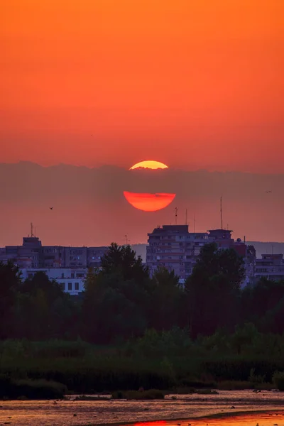 Beautiful Landscape Sunset Buildings City — Stock Photo, Image