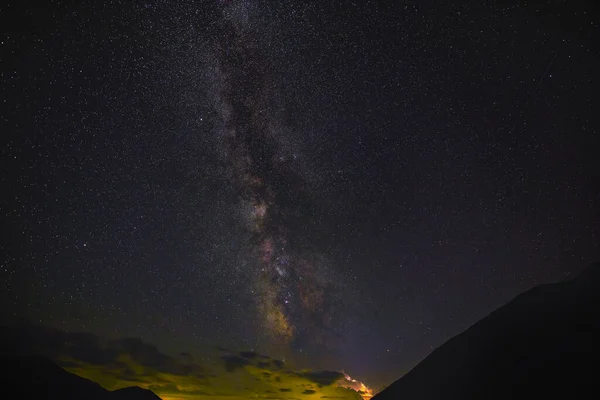 Landschaft Mit Der Milchstraße Fagaras Gebirge — Stockfoto