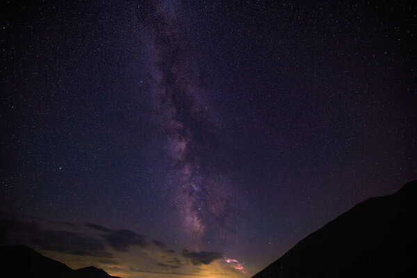 landscape with the Milky Way in the Fagaras Mountains Romania