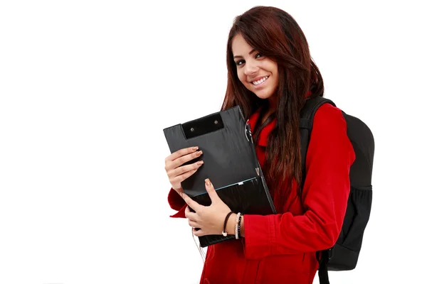 Junger Student bereit für die Schule isoliert auf weißem Hintergrund — Stockfoto