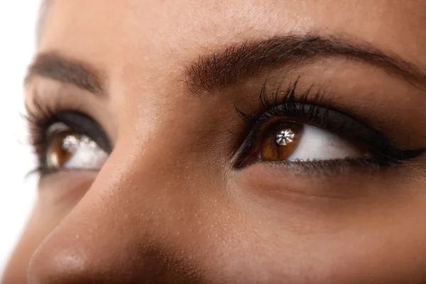 Closeup tiro de olhos de mulher com maquiagem dia — Fotografia de Stock