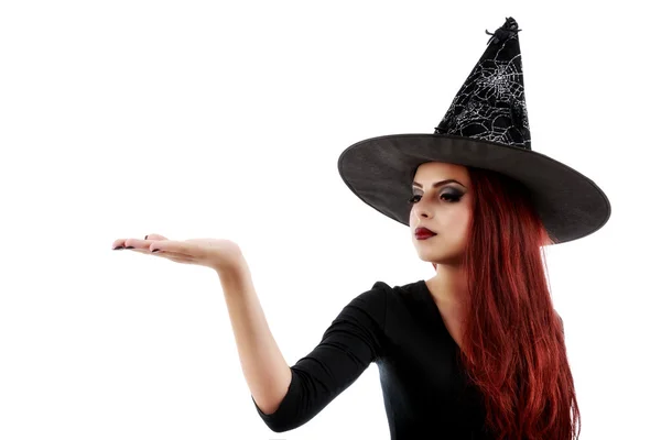 Pretty young happy woman smiling and dressed as a fairy or witch — Stock Photo, Image