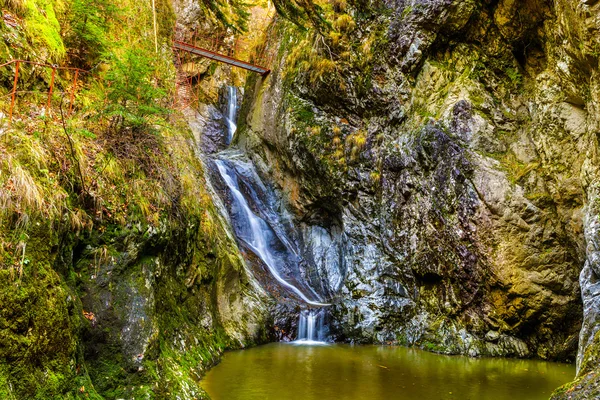秋、渓谷にある滝のある風景します。 — ストック写真