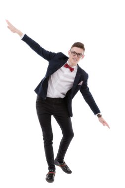 mutlu işadamı uçuş taklit eder