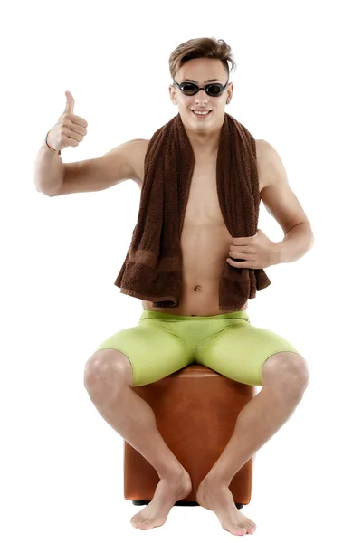 Schwimmerin gibt Okay — Stockfoto