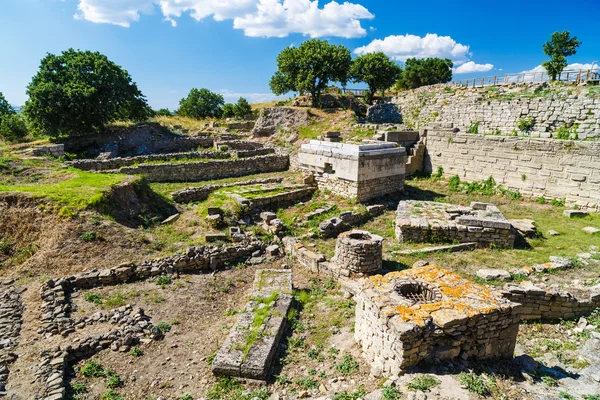 Ruinerna av den legendariska antika staden Troja. Turkiet Stockbild