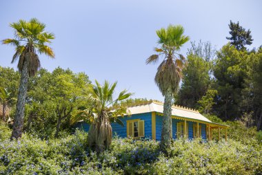 Sahil Dominik Cumhuriyeti tipik mavi ev