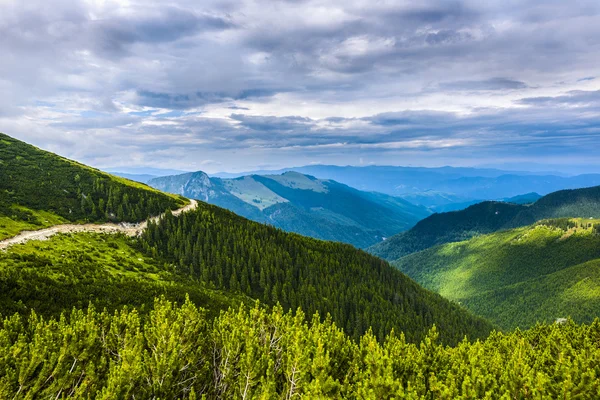Krajina s horské silnici v Karpatech — Stock fotografie