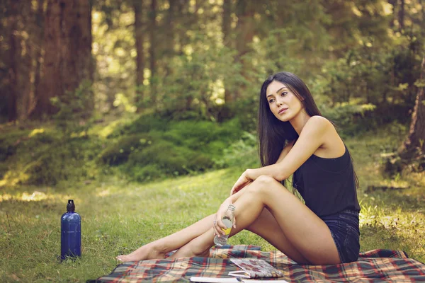 Girl with a book. Portrait of a beautiful girl with a book. The — Stock Photo, Image