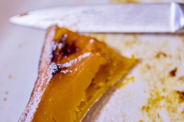 half a pumpkin baked in the oven and sprinkled with powdered sugar