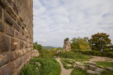 Fransa 'nın Alsace bölgesinde bir dağda bulunan bir ortaçağ şatosunun kalıntıları.