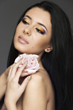 Uzun düz ile güzel bir beyaz güzel kadın portresi ha